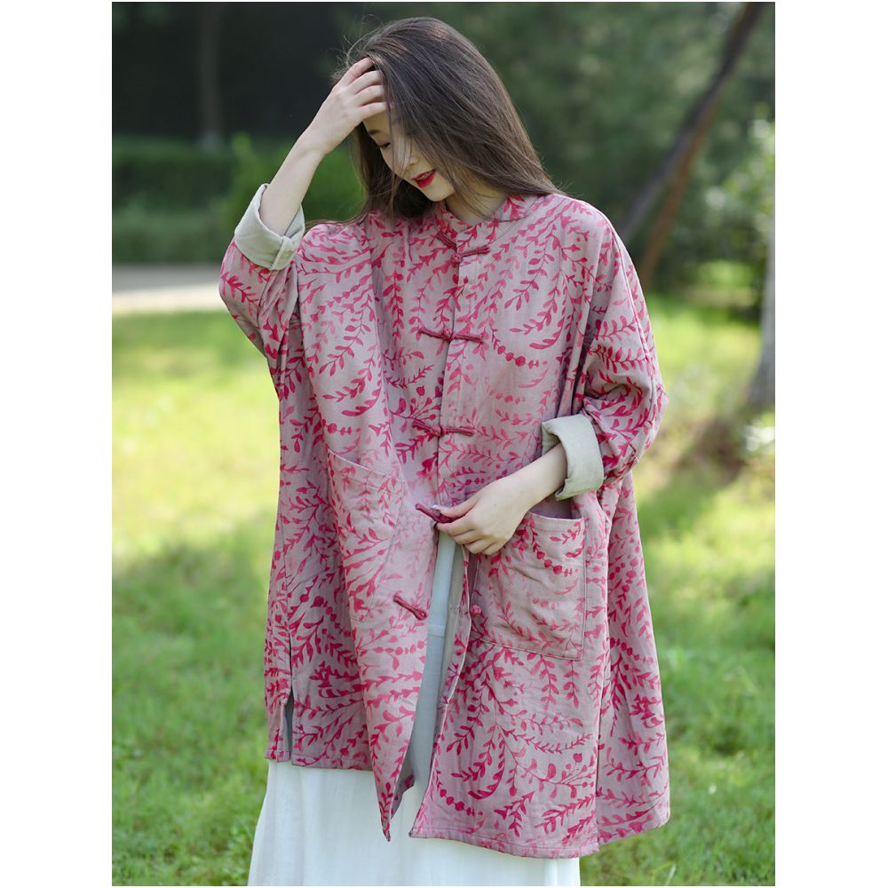 2025 Spring Original Design Cotton and Hemp Coat for Women s Art Retro Style with Loose Bat Sleeves and Mid to Long Sleeves image 2