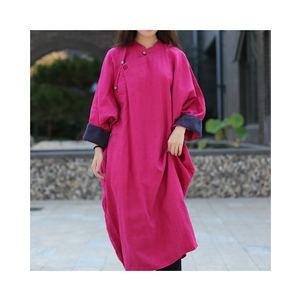 25 spring original design cotton and linen dress washed linen hand embroidery literary retro Chinese ethnic loose robe image 6