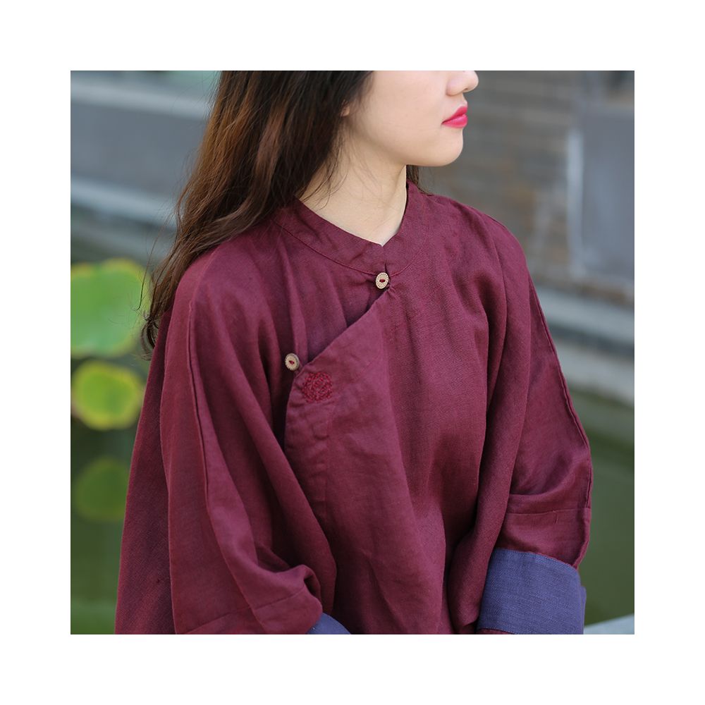 Asaya1496 - Cotton linen dress washed linen