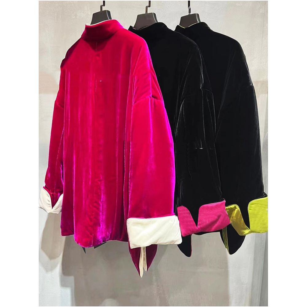 Good reputation CSZ012 fashionable new Chinese style silk velvet loose retro paired jacket top for spring and autumn women image 88