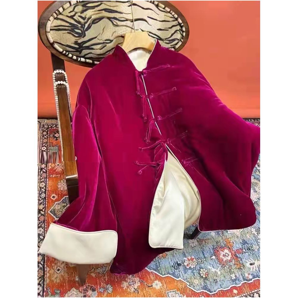 Good reputation CSZ012 fashionable new Chinese style silk velvet loose retro paired jacket top for spring and autumn women image 1