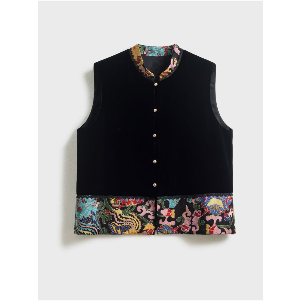 Jiaqi Ruixi Authentic Mulberry Silk True Velvet New Chinese style elegant and sophisticated versatile embroidered vest image 0