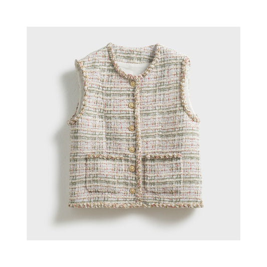 ASAYA4797 – Pastel Tweed Charm Vest 🌿✨