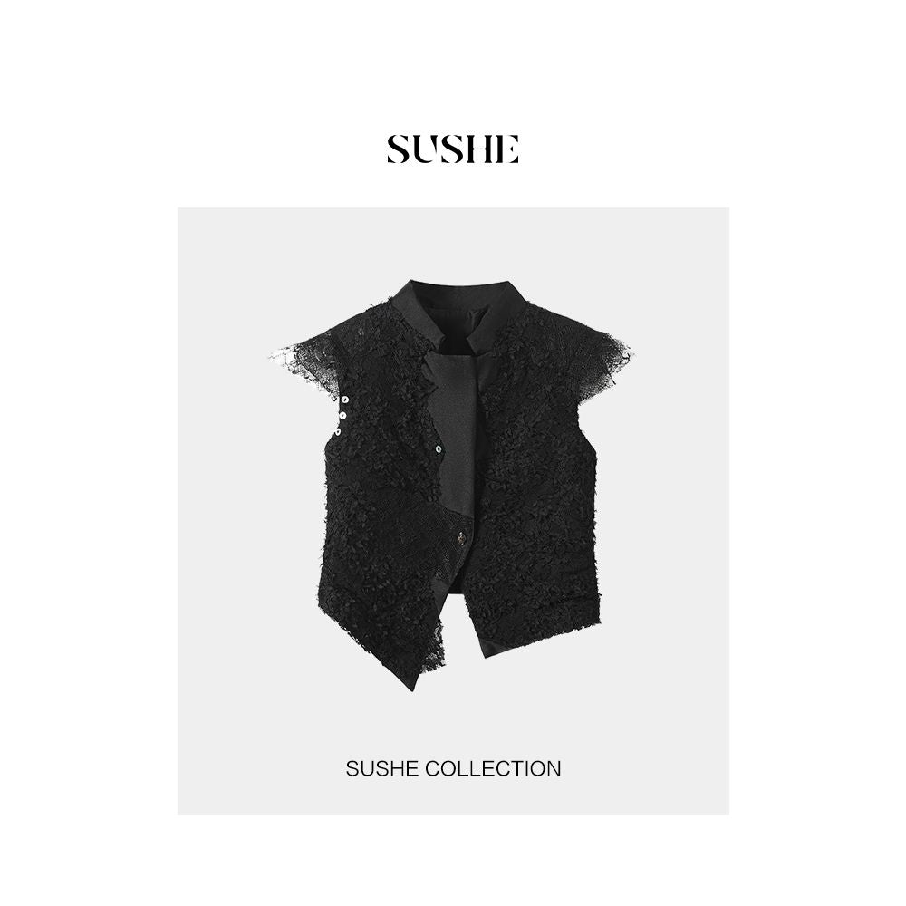 Outlet for sale SUSHE Feather Coat Shake Yarn Unique Design Irregular Splicing Vest Coat Women s Summer image 13