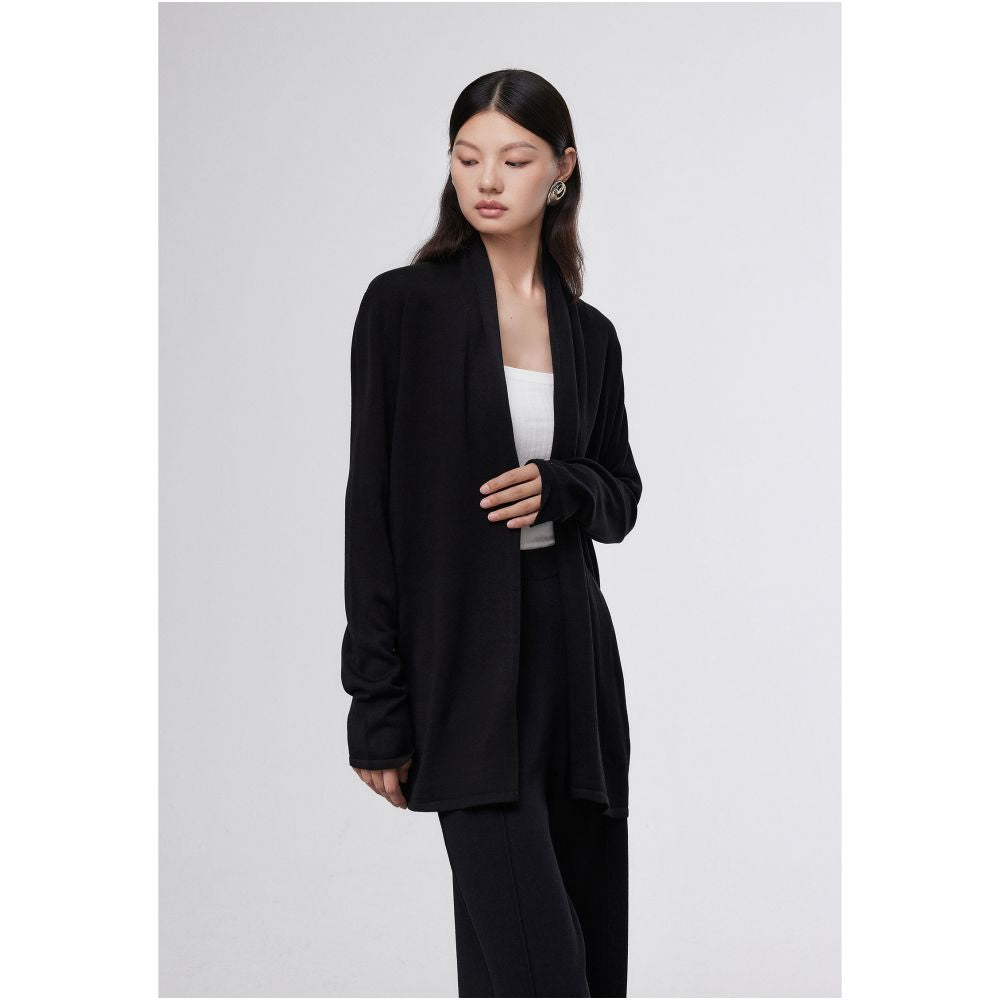 MOLYCHO early autumn lazy style knitted cardigan women s autumn outer sweater jacket medium long temperament loose top image 22