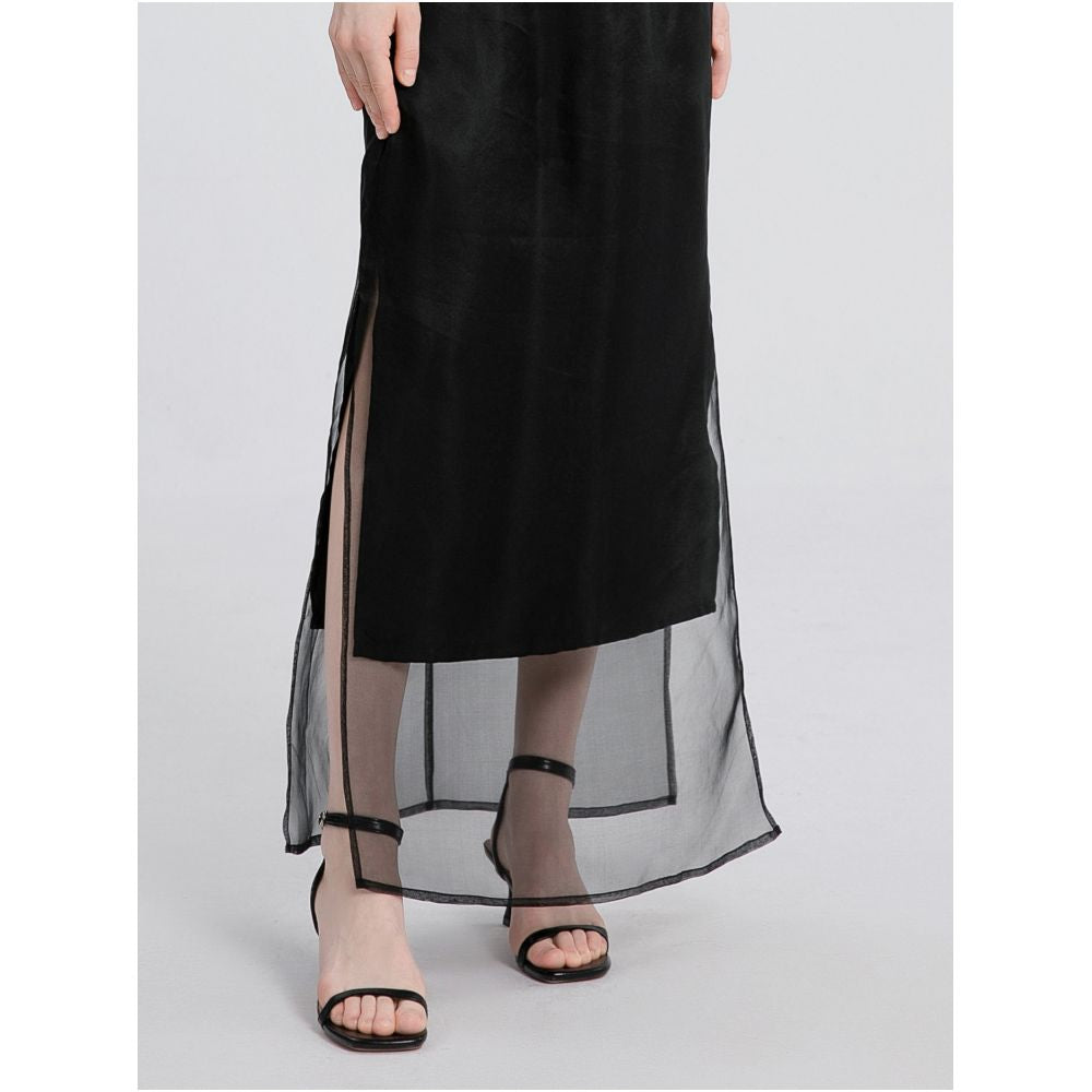 Sparkling Star River Soft Mist White Silk Organza Top with Misty Beauty Double Layer Silk Black Perspective Shirt image 35