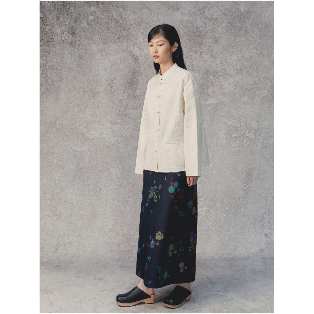SALE6 Blue Dot Original Design Oriental New Chinese Flower Print Versatile One Step Half Skirt image 7