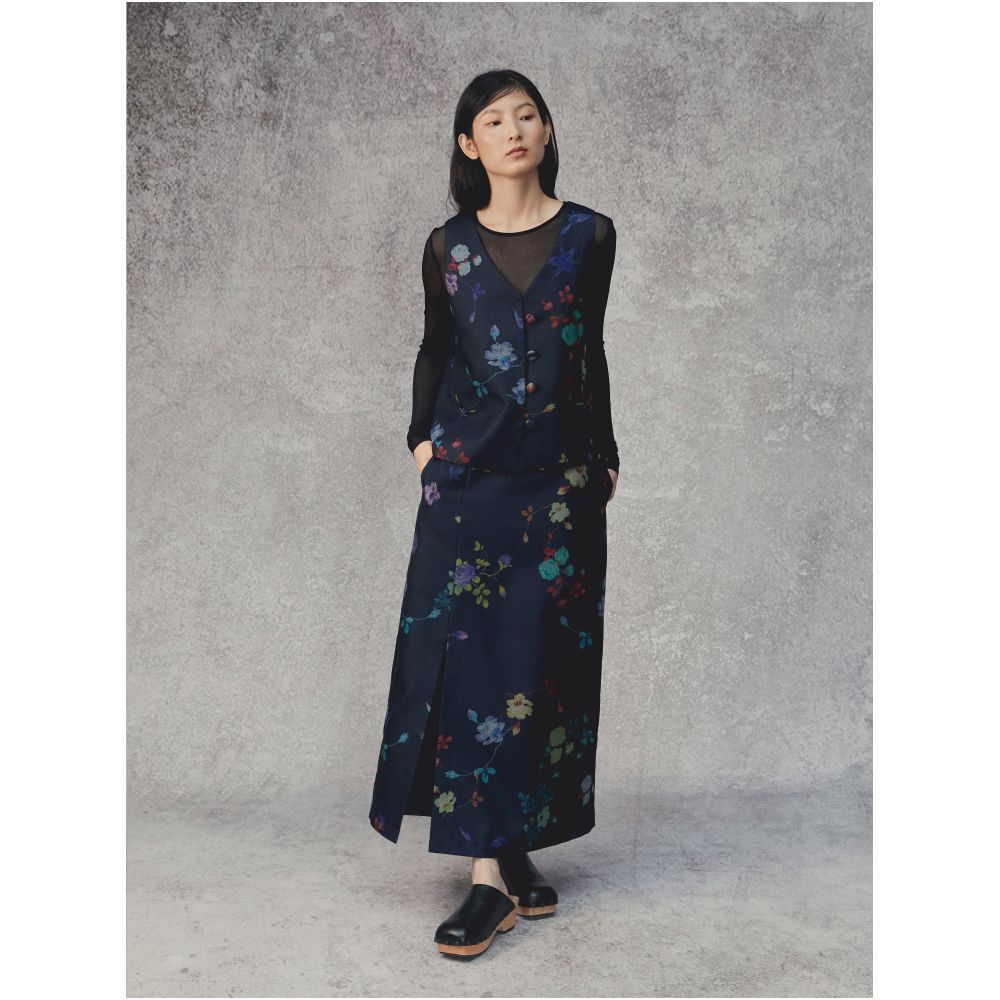 PaleBlueDot Blue Dot Original Design New Chinese V neck Pattern Printed Stacked Vest for Autumn and Winter image 4