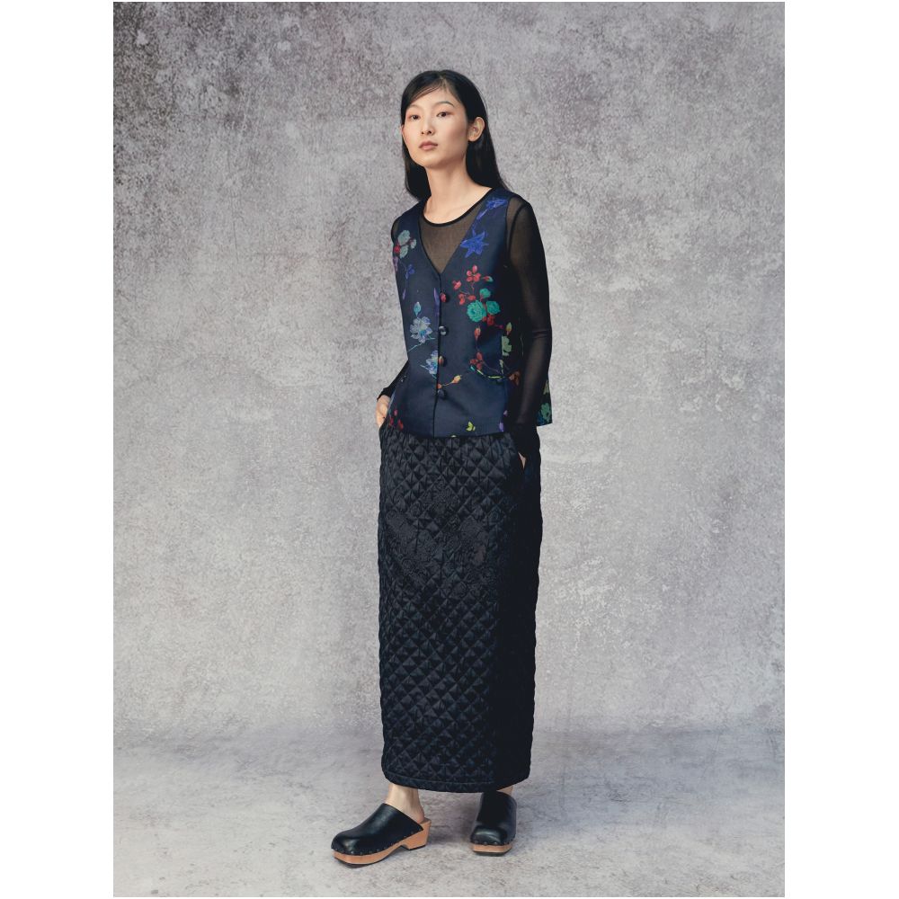 PaleBlueDot Blue Dot Original Design New Chinese V neck Pattern Printed Stacked Vest for Autumn and Winter image 5