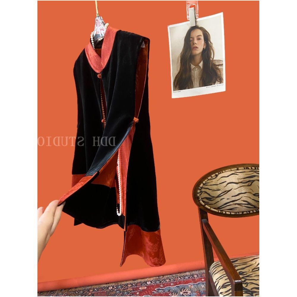 First tier brands withdraw from the cabinet women s clothing clearance goods real velvet and silk printed vest new Chinese style Chinese style camisole top image 2