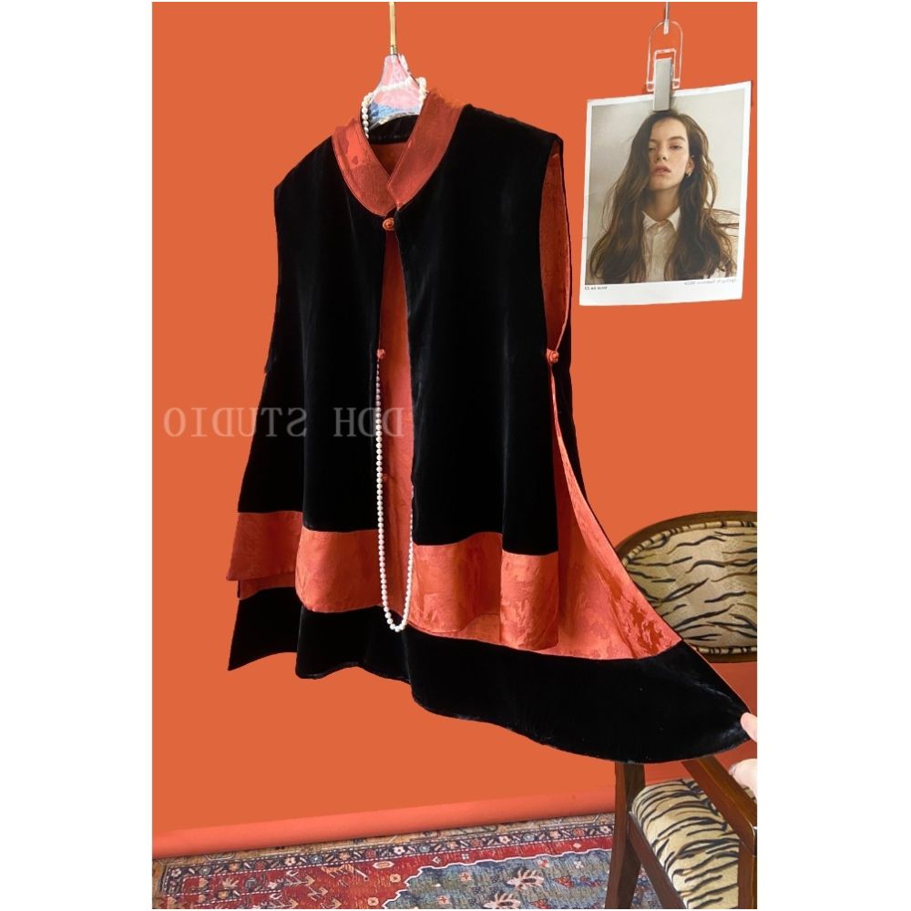 First tier brands withdraw from the cabinet women s clothing clearance goods real velvet and silk printed vest new Chinese style Chinese style camisole top image 4