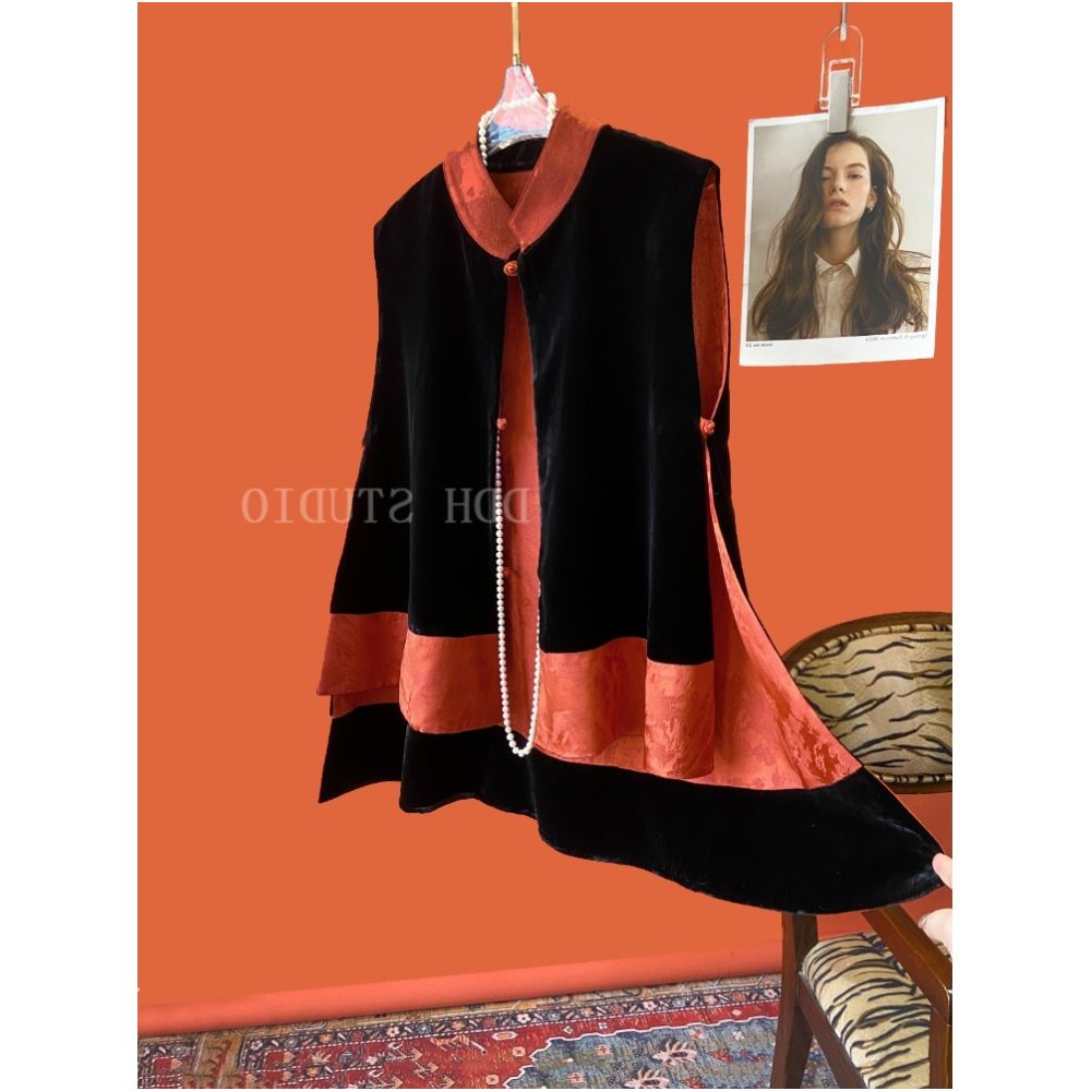 First tier brands withdraw from the cabinet women s clothing clearance goods real velvet and silk printed vest new Chinese style Chinese style camisole top image 9