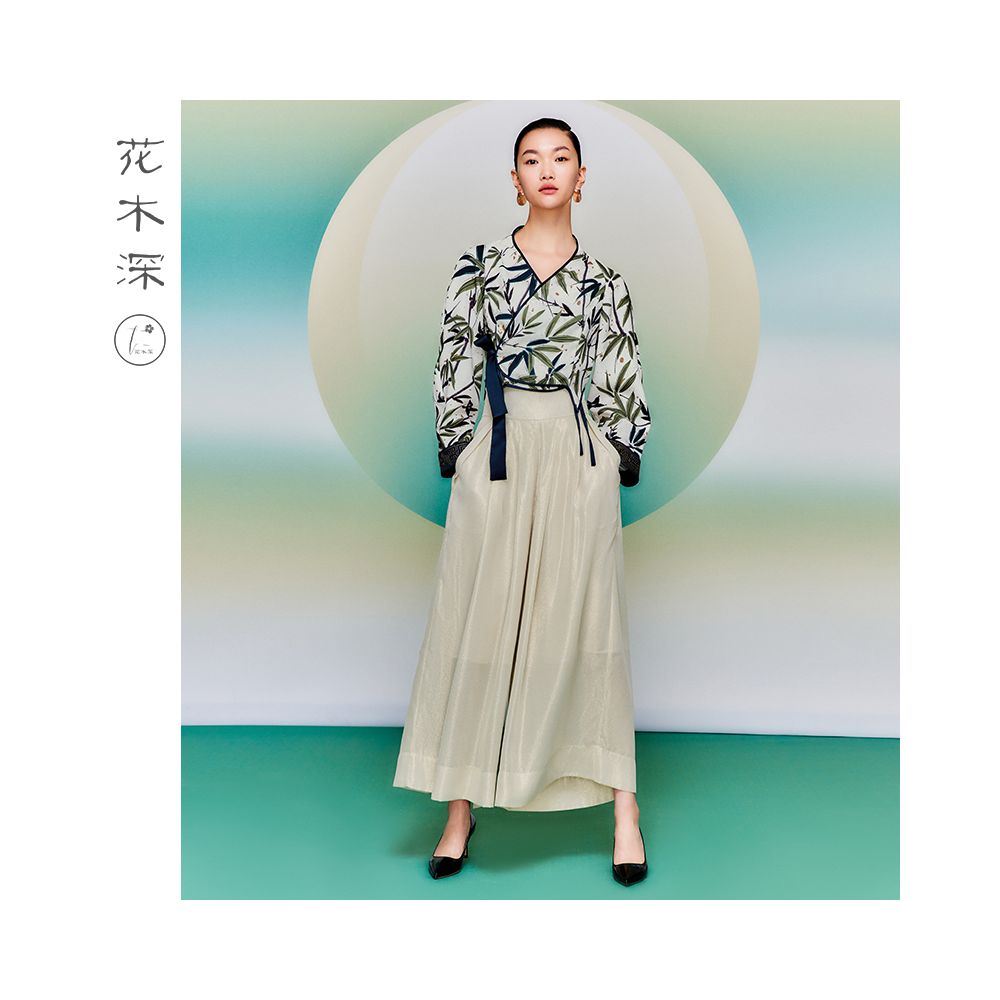 Celebrity style flower and tree deep vinegar Chinese style bamboo leaf top Chinese style improved Hanfu diagonal collar women s coat image 5