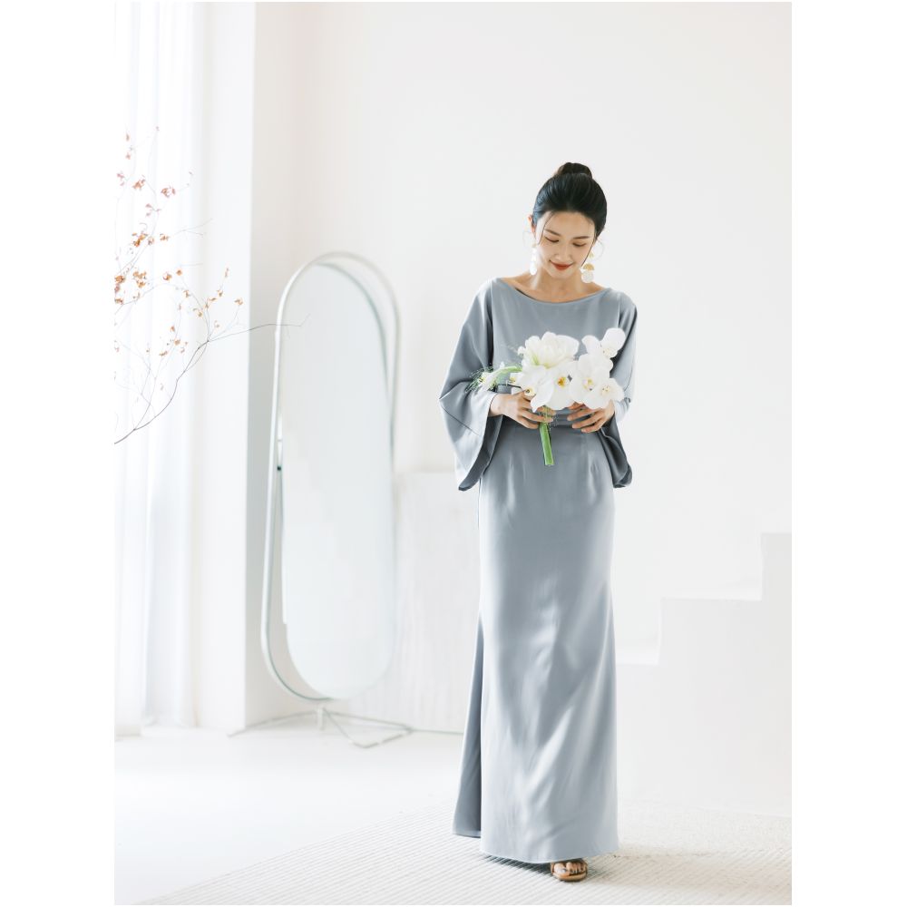 MiaoSelect u003cBean Lotus u003eFrench Style Elegant Skin friendly Satin Dress Bridal Morning Dress Bridesmaid Dress image 25