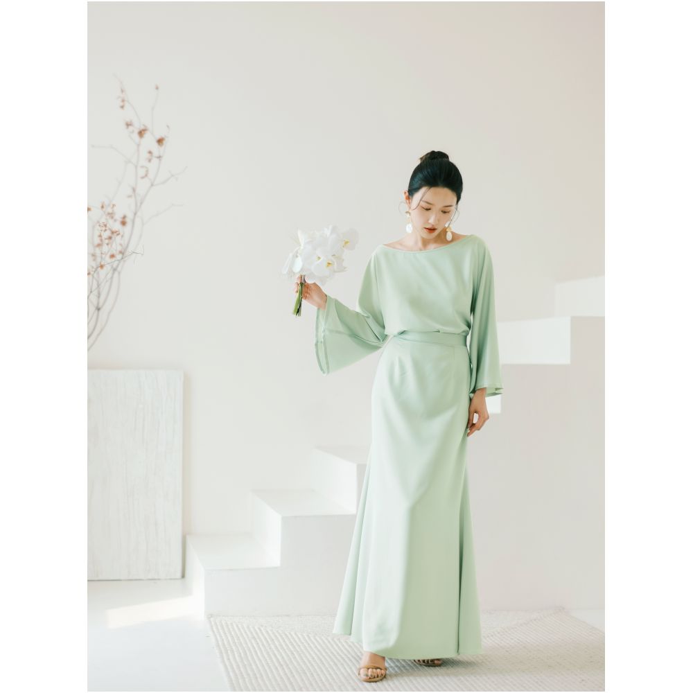 MiaoSelect u003cBean Lotus u003eFrench Style Elegant Skin friendly Satin Dress Bridal Morning Dress Bridesmaid Dress image 37