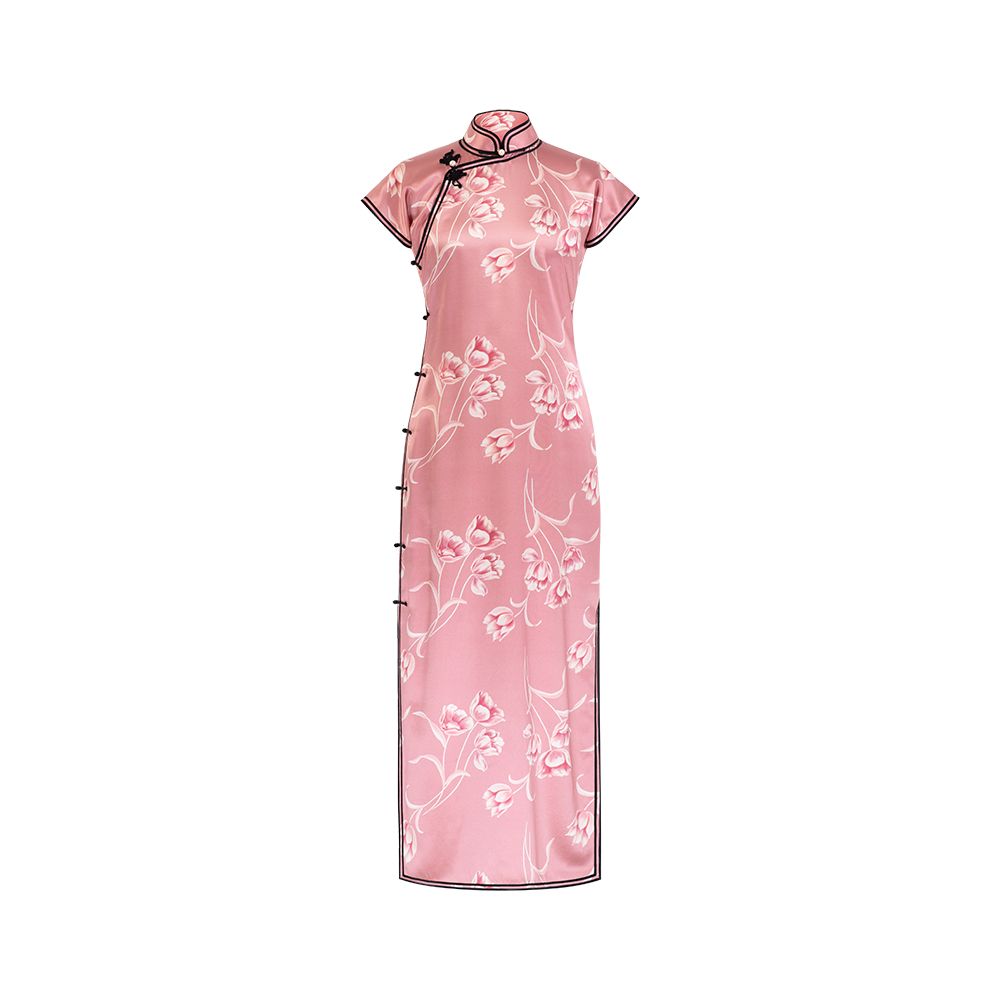 Yuxiang Qianmo One City Wind Fabric Summer style silk retro Republican style printed short sleeved full open cheongsam daily image 15
