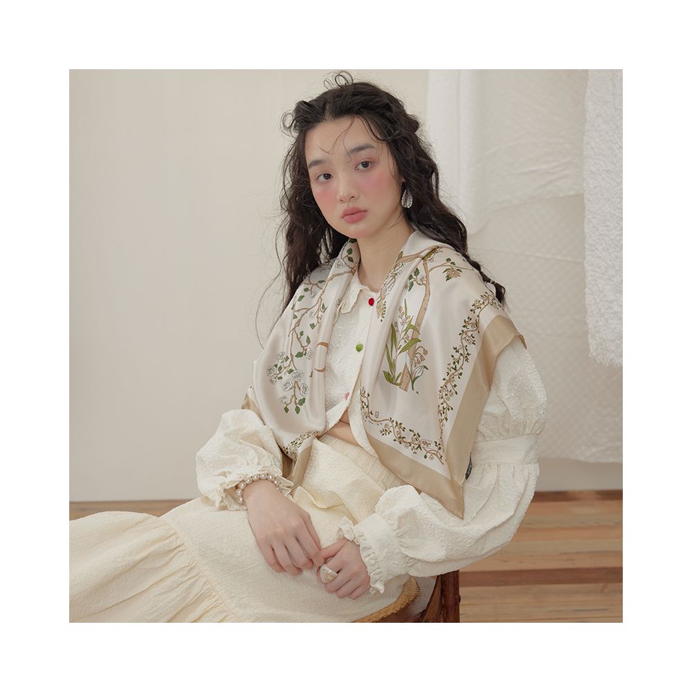 Mustard Inflorescence Poet French Printed Silk Mulberry Silk Scarf Large Square Scarf Mother s Day Gift image 10