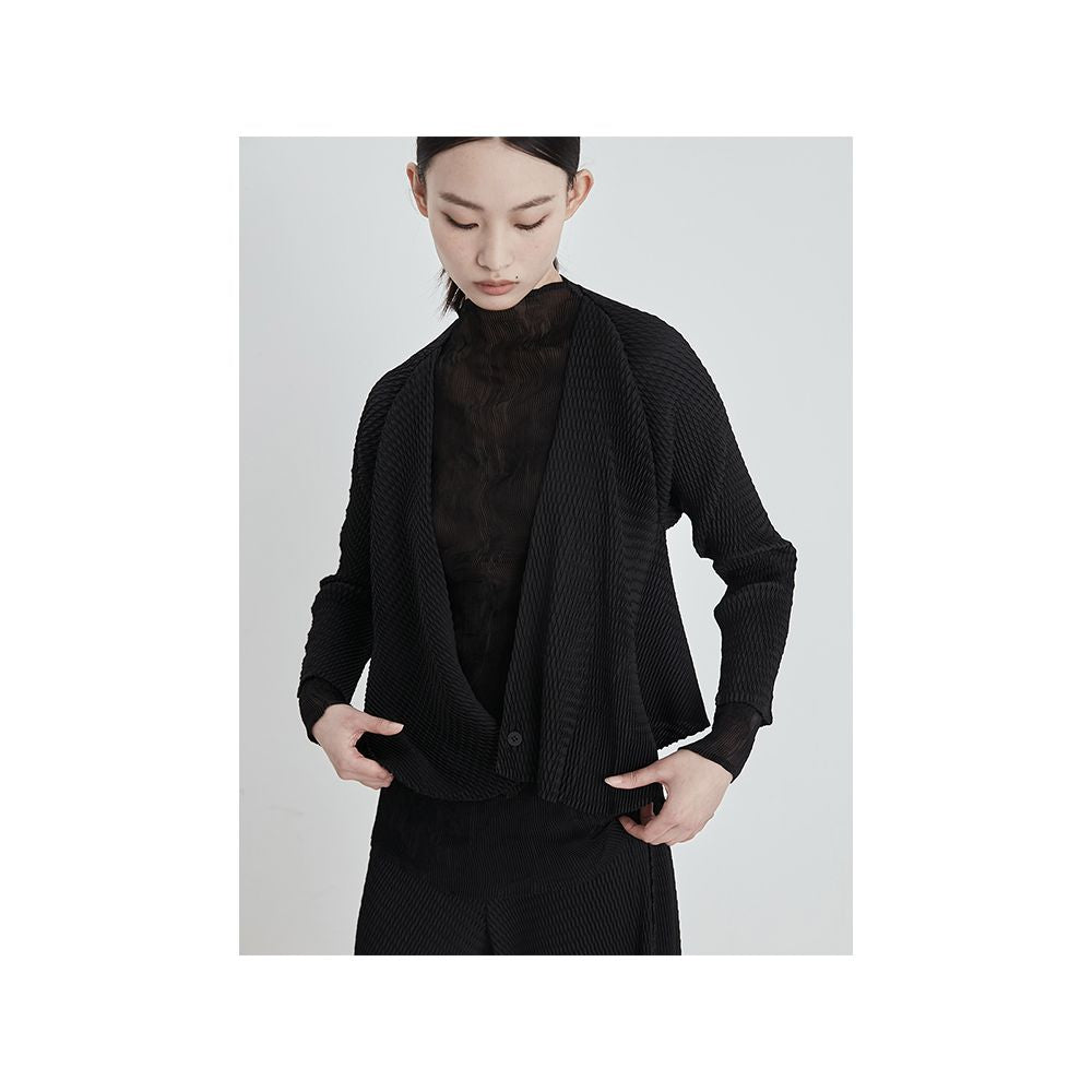 Whitecube 2024 Spring B u0026V Green Retro Main Line Fish Scale Fold One Button Design Short Small Coat for Women image 9