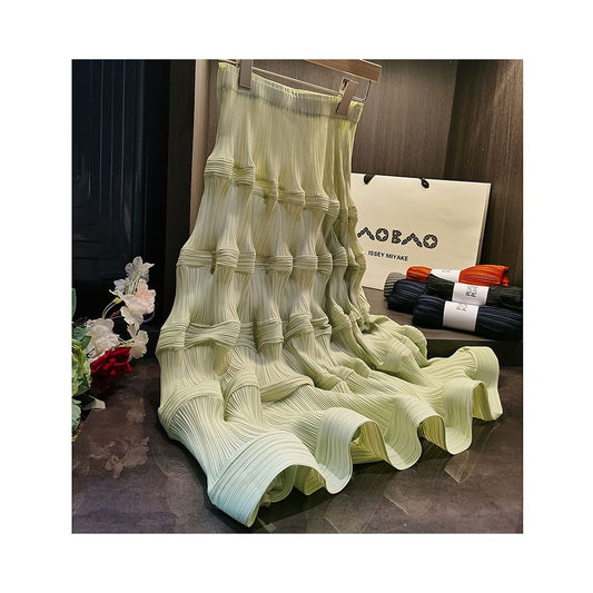 Asaya1216 -  lotus leaf collar pleated shirt and  pleated wave high waist skirt design