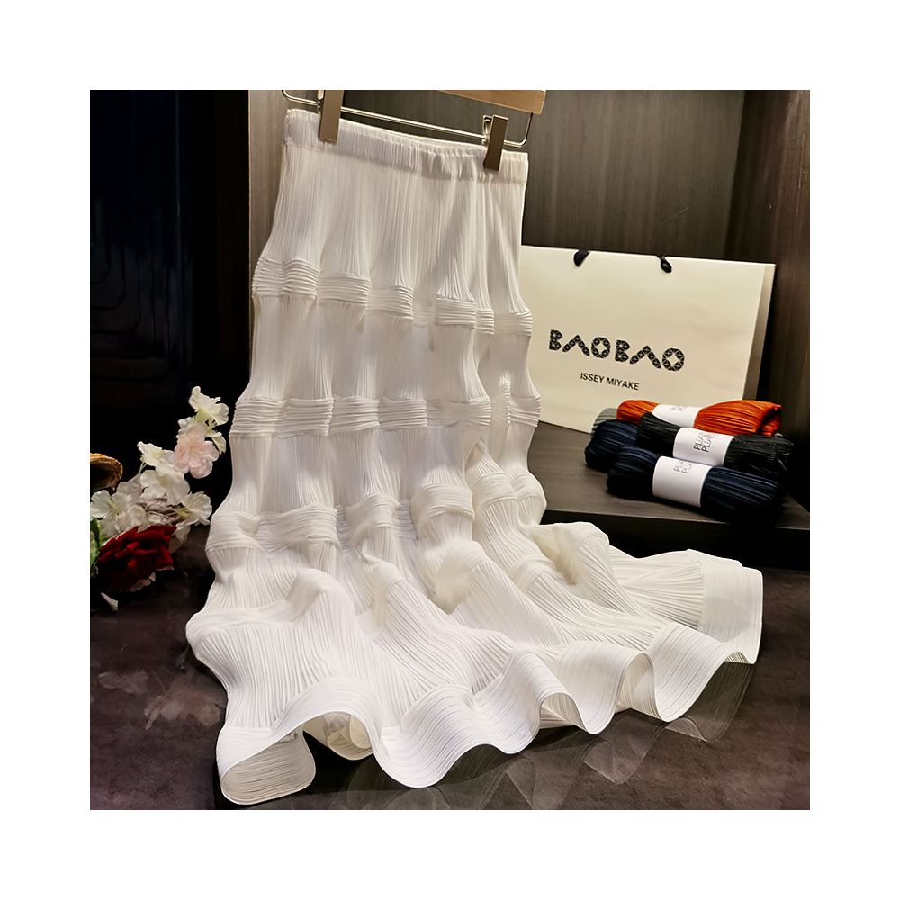 High end pleated commuting temperament versatile slimming and high waisted pleated skirt mid length pleated skirt and versatile pleated skirt image 0