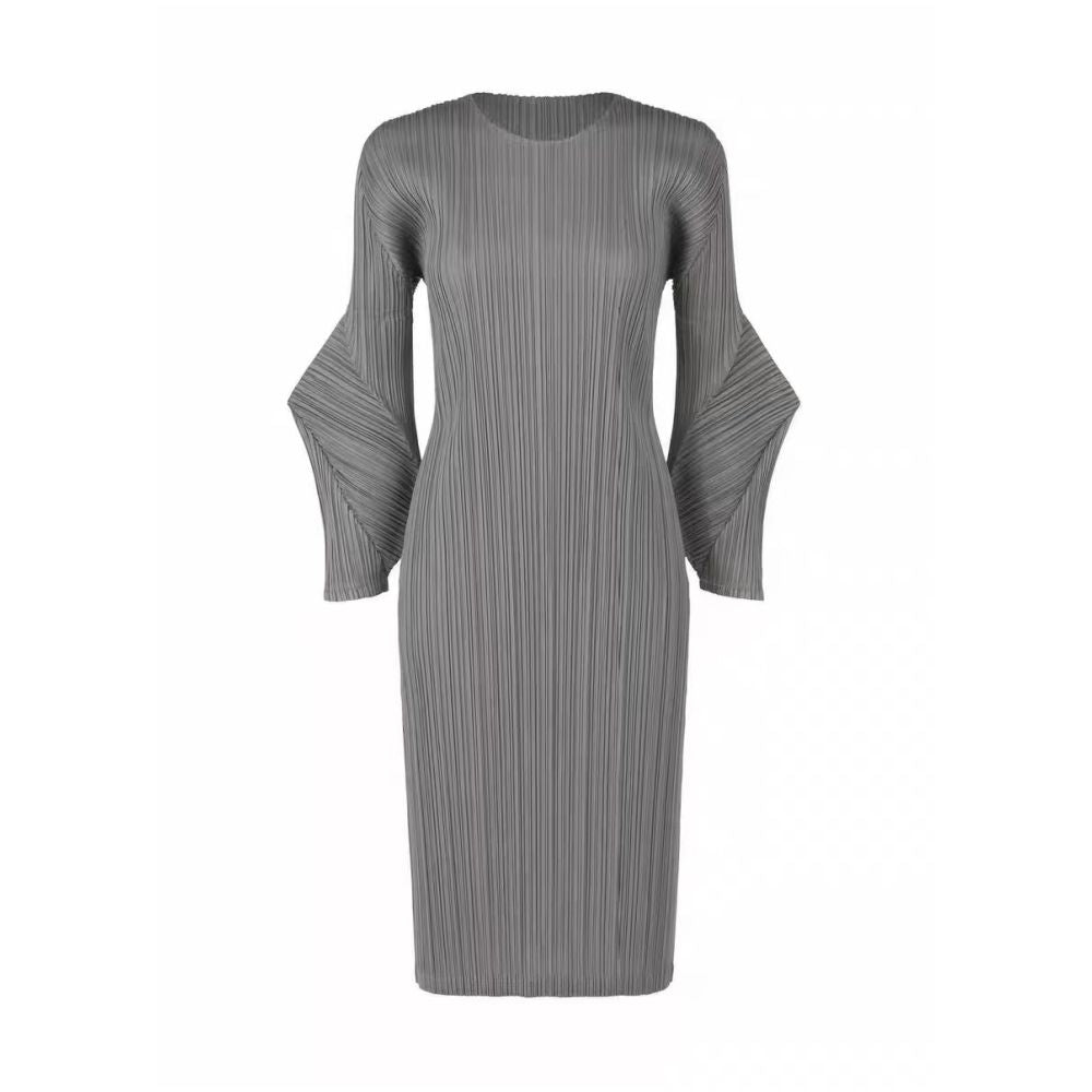 BLUE Y Spring Design Sleeves Round Neck Medium Length Folded Dress Long Sleeves Nine Cent Sleeves Slim Fit image 5