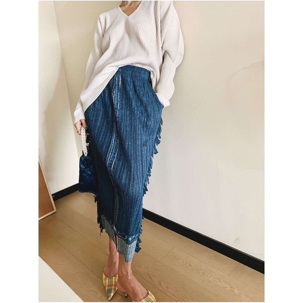 Asaya1213 - retro mid-length high waist skin-friendly one-step skirt