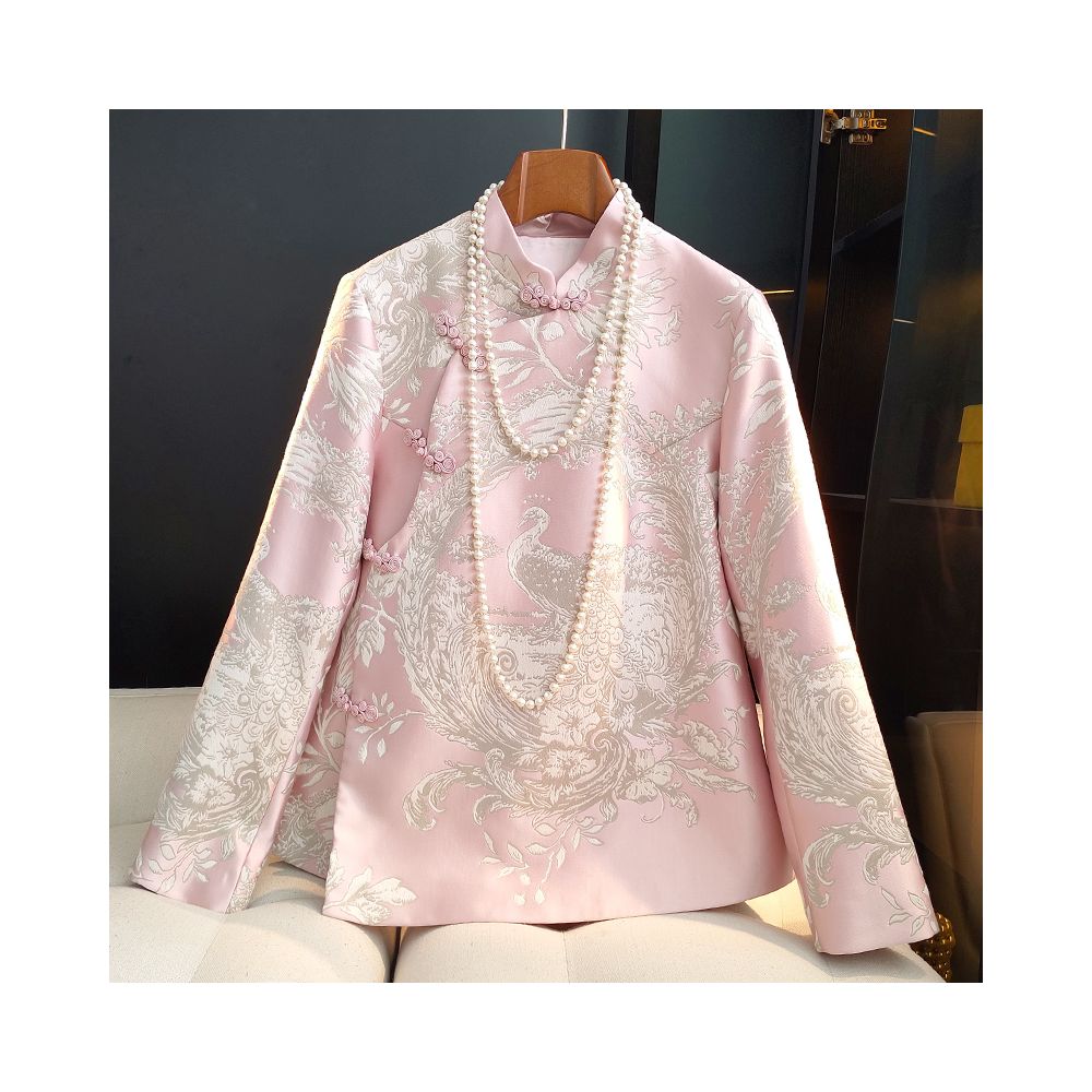 Retro button cheongsam top with a female design sense niche fashion age reduction and improved Chinese style slanted collar jacquard woven brocade jacket image 24