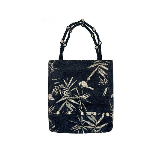 ASAYA4819 – Bamboo Noir Brocade Tote 🎋🖤
