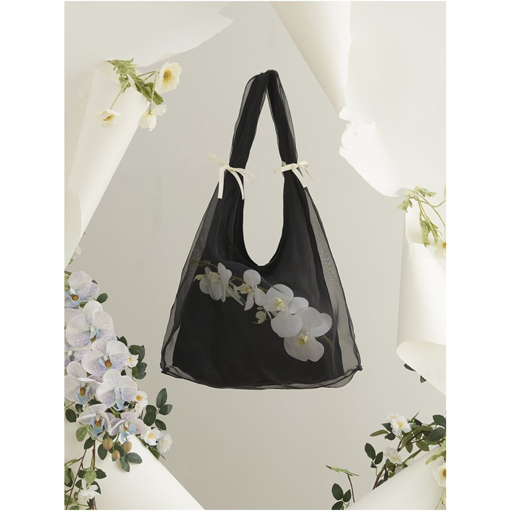 Original design by Weiyuanlu niche butterfly orchid organza bag women s shoulder bag tote bag apricot color image 2