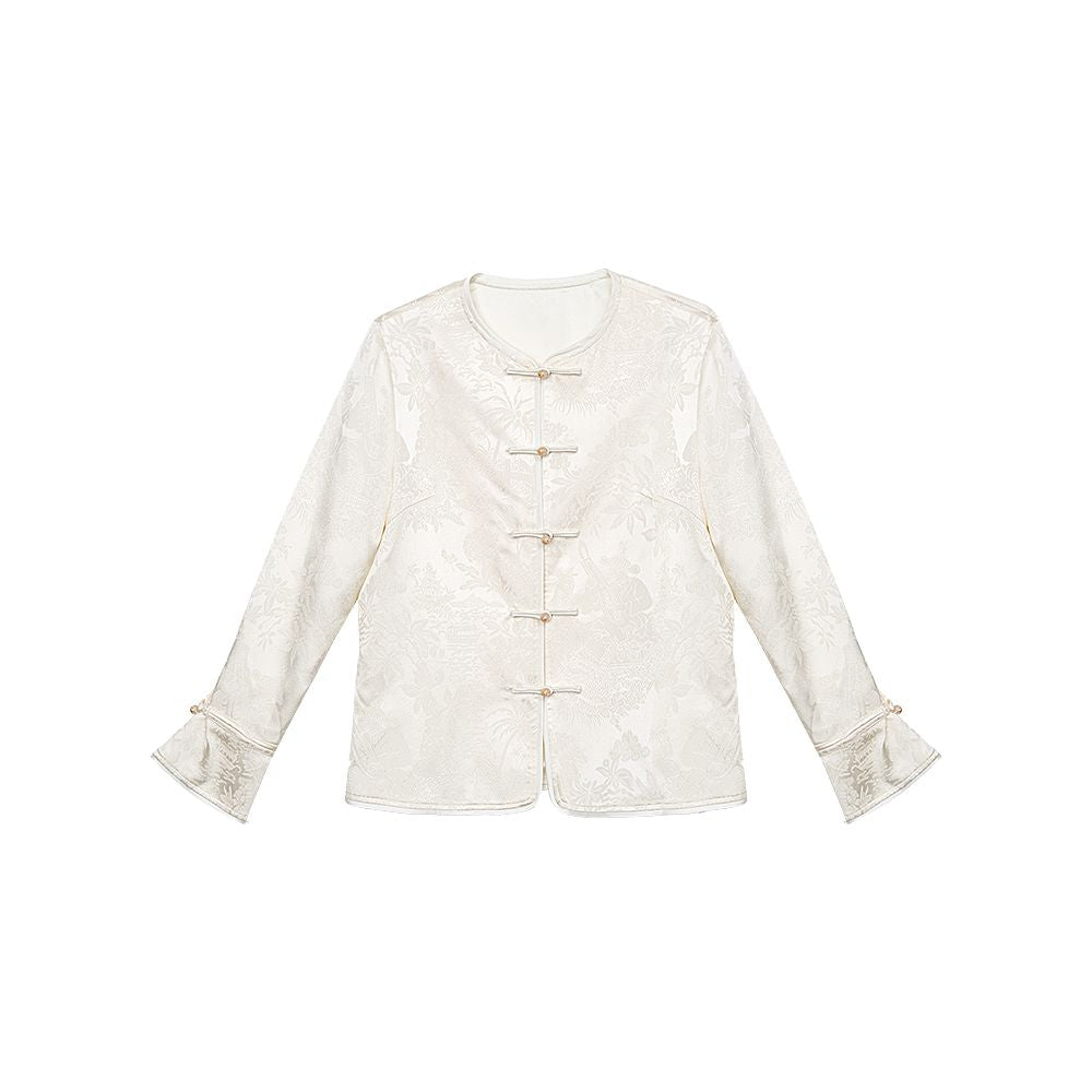 ANNIBYCN high end silk new Chinese style outerwear with feminine temperament buttoned jacquard small Tang style cardigan outerwear image 14
