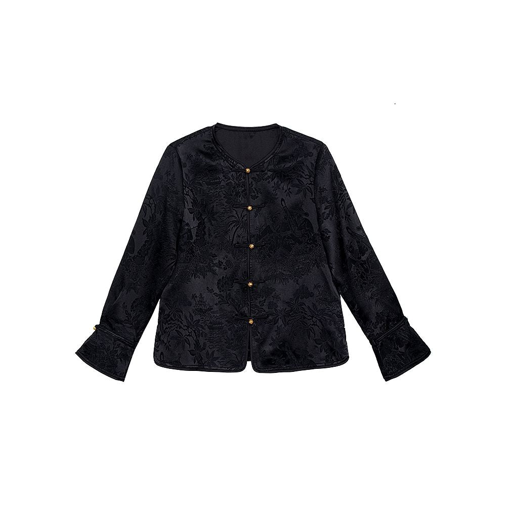 ANNIBYCN high end silk new Chinese style outerwear with feminine temperament buttoned jacquard small Tang style cardigan outerwear image 25