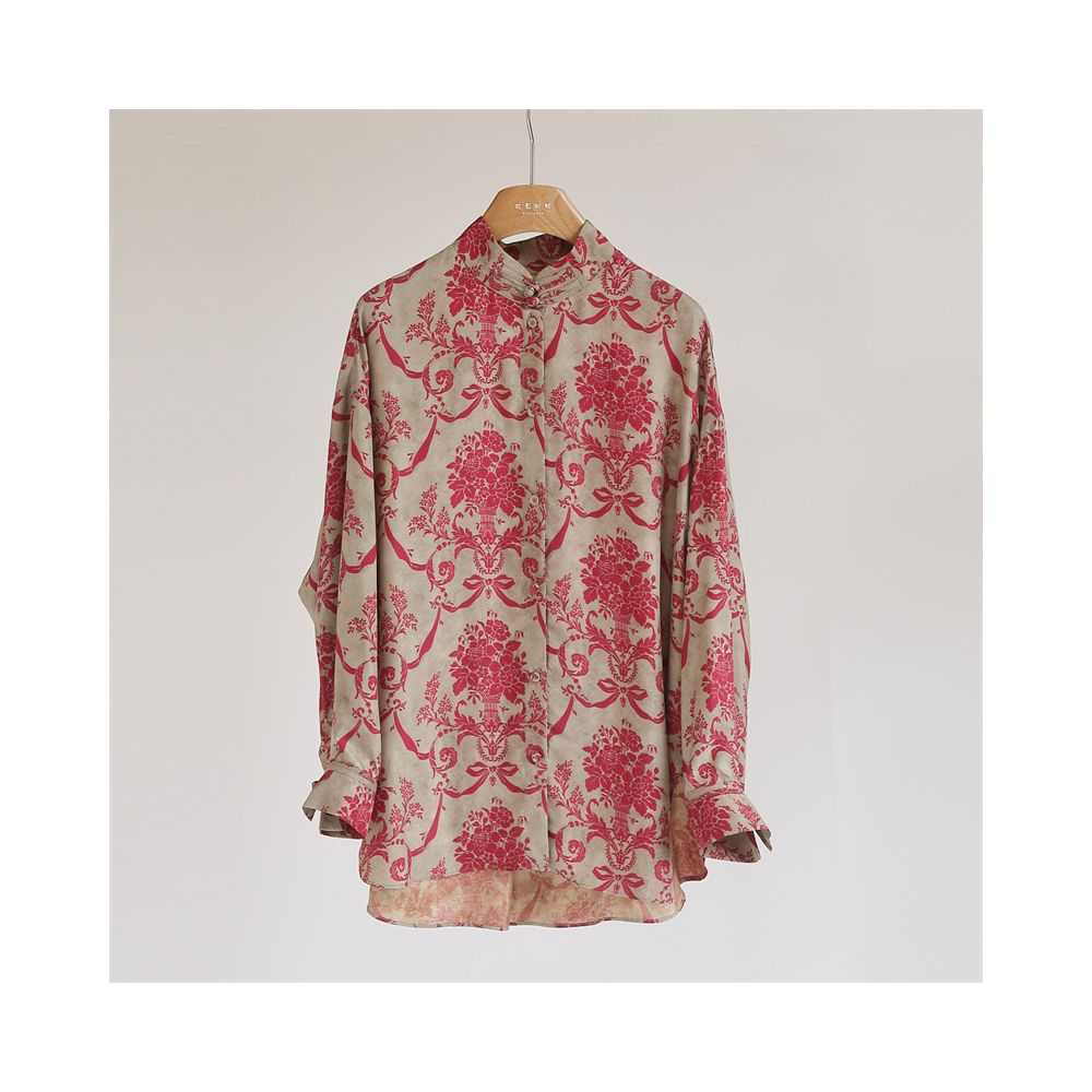 ASAYA4815 – Imperial Bloom Silk Shirt 🌸✨