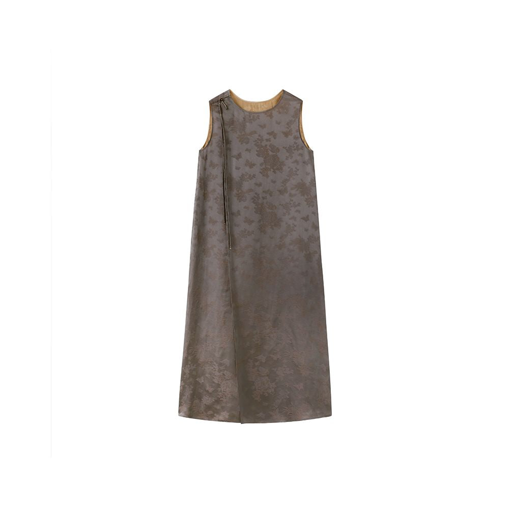 Ruyi Lianyun Silk Blended Diagonal Hemp Jacquard New Chinese Style Dress Women s National Style Su Pan Button Jade Button Long Dress image 8