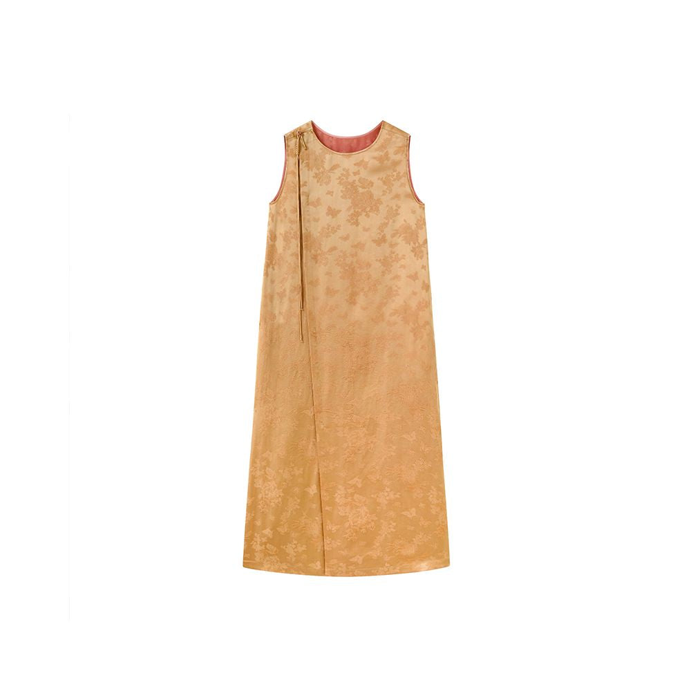Ruyi Lianyun Silk Blended Diagonal Hemp Jacquard New Chinese Style Dress Women s National Style Su Pan Button Jade Button Long Dress image 13