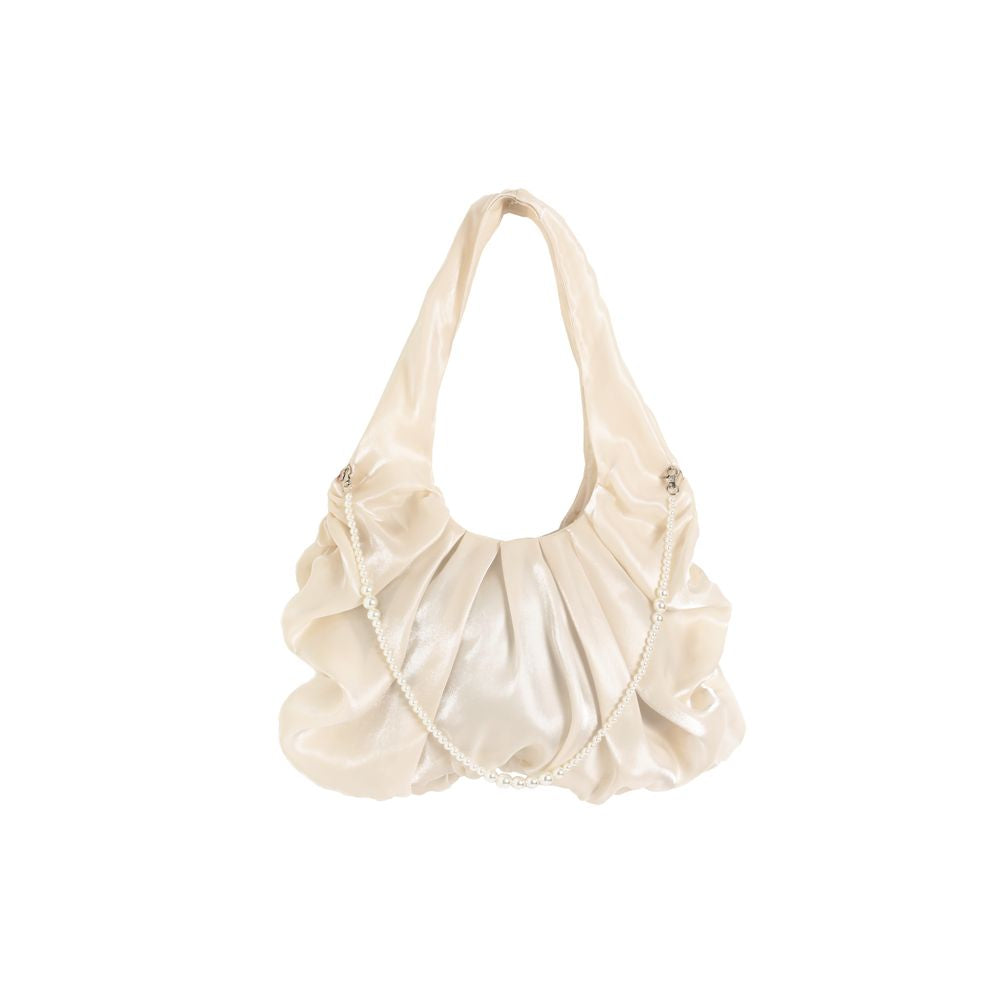 Lactose Studio Apricot Bright Silk Satin Fairy Cloud Bag Pearl Shoulder Strap Detachable Versatile Single Shoulder image 11