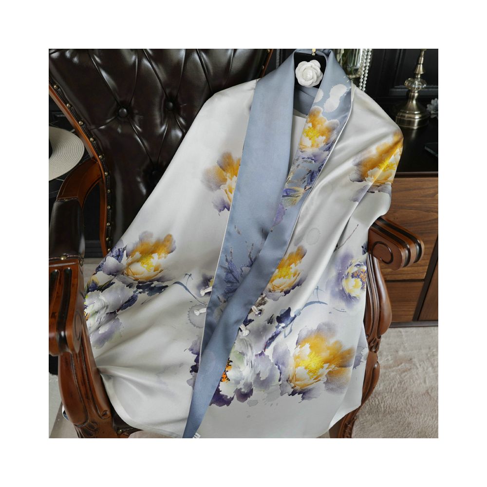 Double sided dual purpose silk buckle shawl scarf mulberry silk scarf qipao outfit mother s gift for mother and mother in law image 48