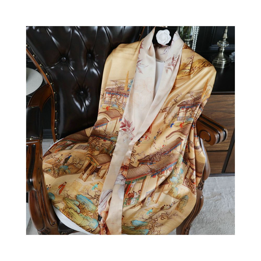 Double sided dual purpose silk buckle shawl scarf mulberry silk scarf qipao outfit mother s gift for mother and mother in law image 50