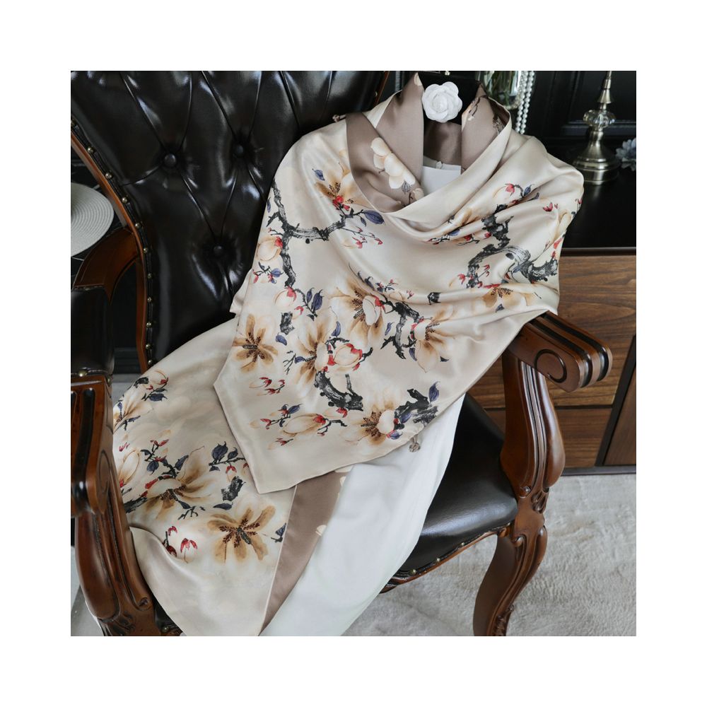 Double sided dual purpose silk buckle shawl scarf mulberry silk scarf qipao outfit mother s gift for mother and mother in law image 54