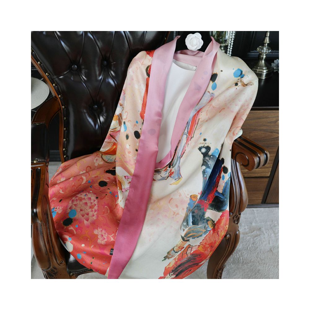 Double sided dual purpose silk buckle shawl scarf mulberry silk scarf qipao outfit mother s gift for mother and mother in law image 62