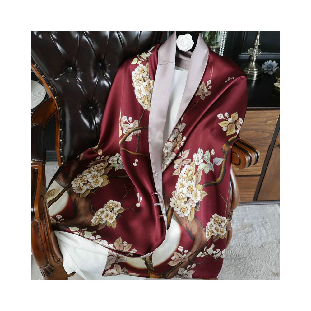 Double sided dual purpose silk buckle shawl scarf mulberry silk scarf qipao outfit mother s gift for mother and mother in law image 70