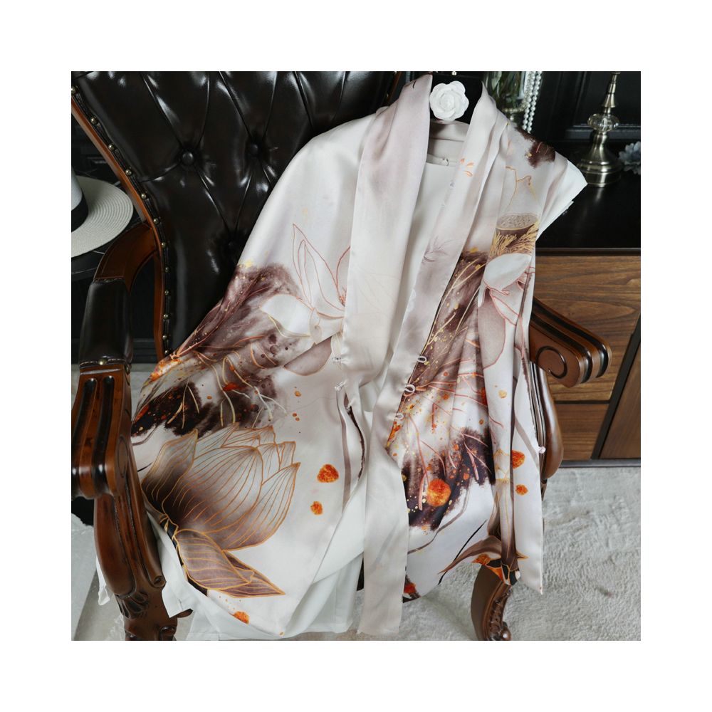 Double sided dual purpose silk buckle shawl scarf mulberry silk scarf qipao outfit mother s gift for mother and mother in law image 5