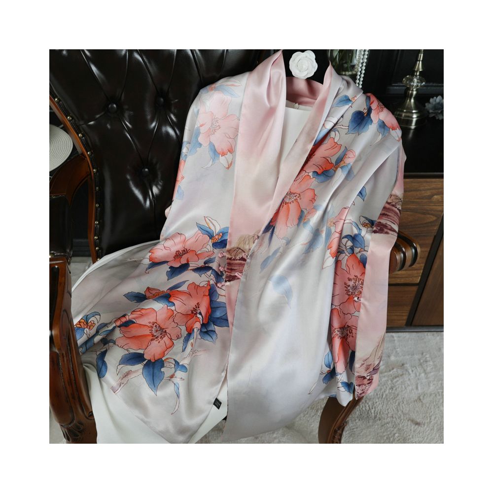 Double sided dual purpose silk buckle shawl scarf mulberry silk scarf qipao outfit mother s gift for mother and mother in law image 14