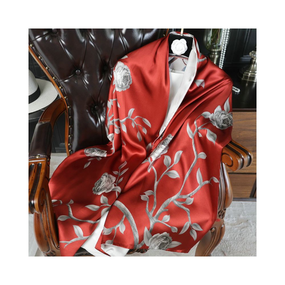 Double sided dual purpose silk buckle shawl scarf mulberry silk scarf qipao outfit mother s gift for mother and mother in law image 19