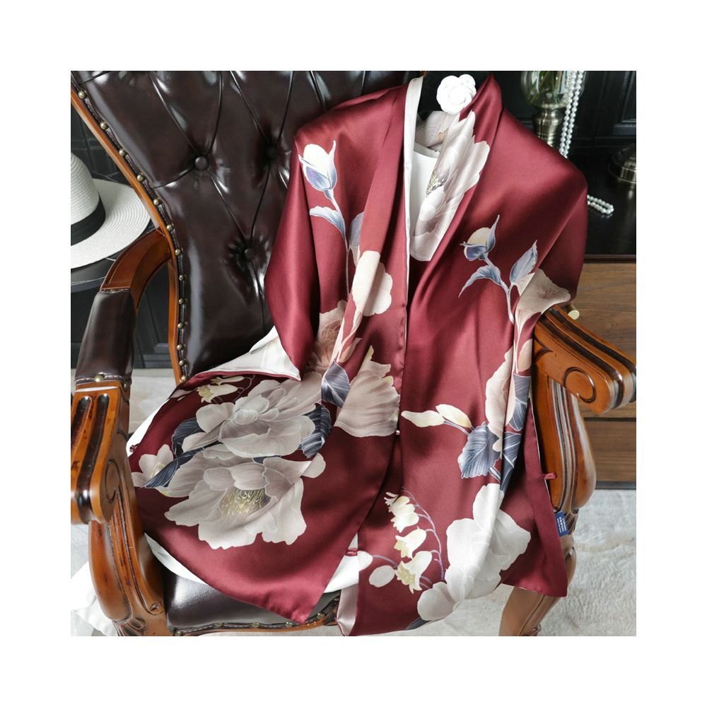 Double sided dual purpose silk buckle shawl scarf mulberry silk scarf qipao outfit mother s gift for mother and mother in law image 27