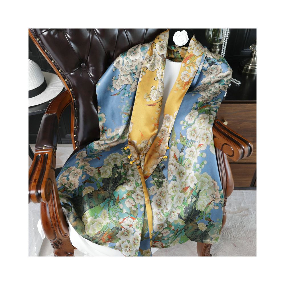 Double sided dual purpose silk buckle shawl scarf mulberry silk scarf qipao outfit mother s gift for mother and mother in law image 35