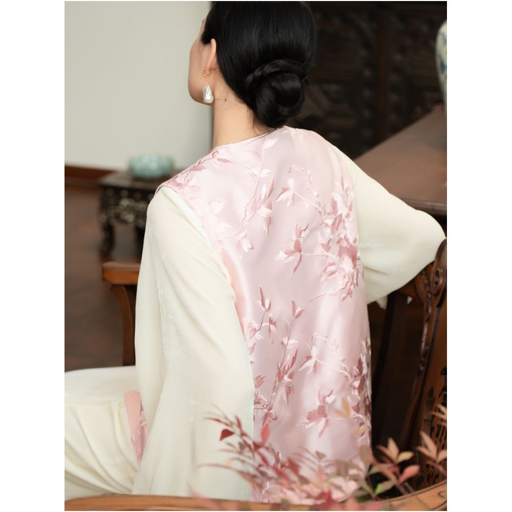 Limited time clearance price CPP1366 double sided wearable silk hair peony embroidery Chinese retro vest new Chinese women s clothing image 4