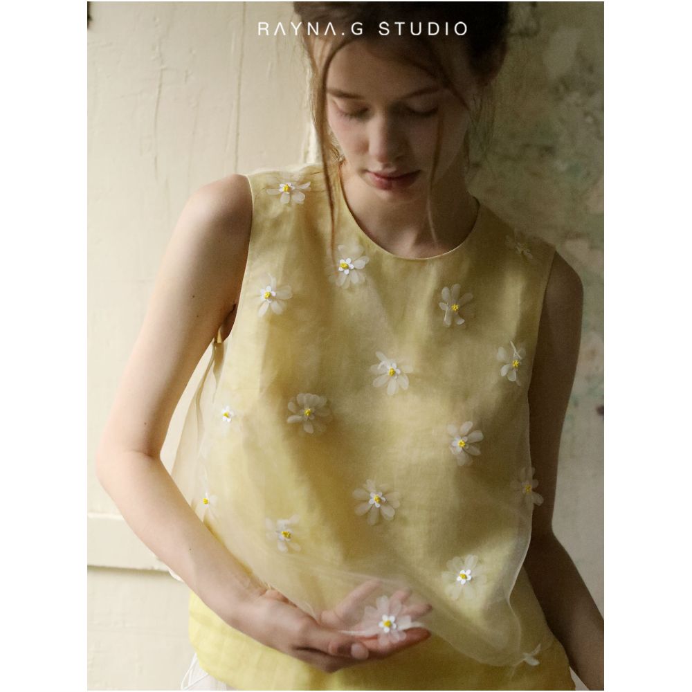 Rayna g Rayna Ji Handmade Beaded Exquisite Daisy Ramie Vest Women s 2025 Summer New Fashion image 11