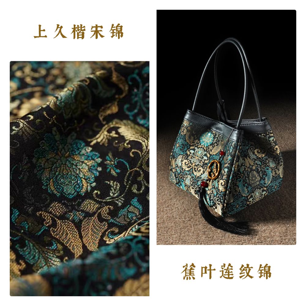 New Chinese style Chinese style handbag fragrant cloud yarn handbag small square handbag with cheongsam handbag mulberry silk women s small handbag image 34