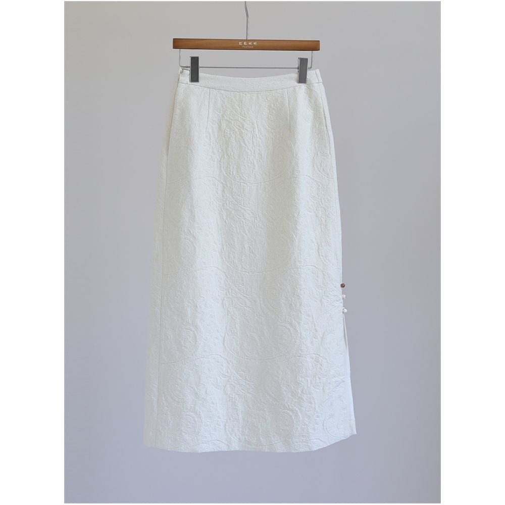 Nail bead embroidery fashionable new Chinese style cotton and wool set women s Chinese style mixed and matched vest high waisted split skirt M51096 image 9