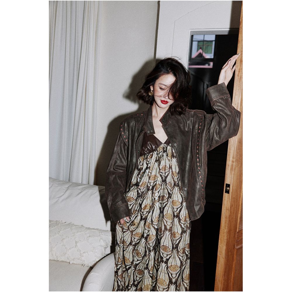 Rosebanks Boho chic whose DNA is in motion Vacation style contrasting colors big skirt suspender dress image 4